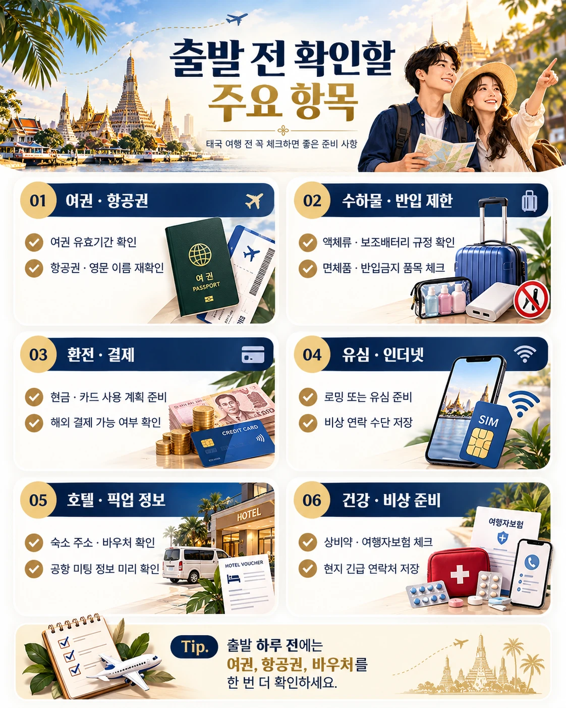 태국 여행 출발 전 확인할 주요 항목 안내 이미지